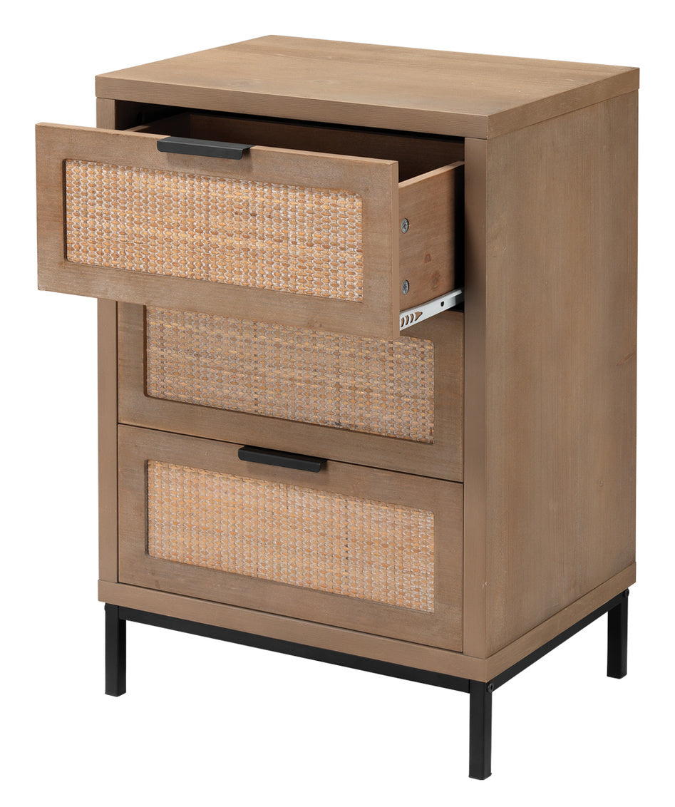 Reed 3 Drawer Side Table
