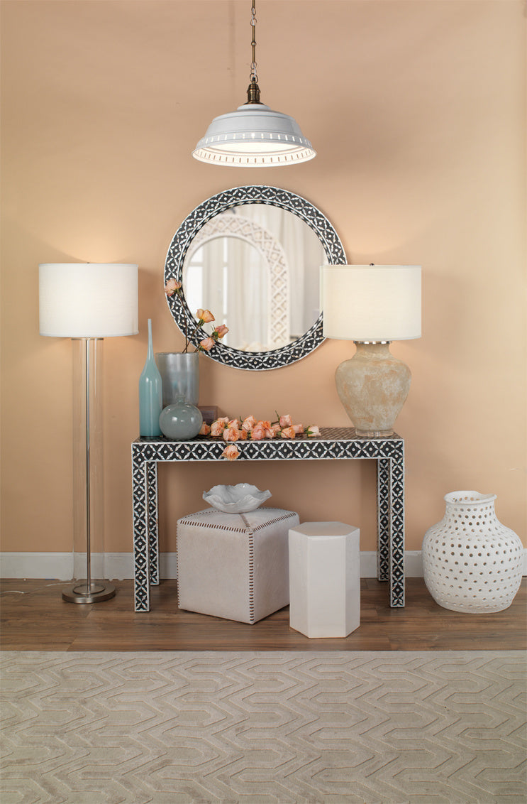 White HIde Ottoman, Small
