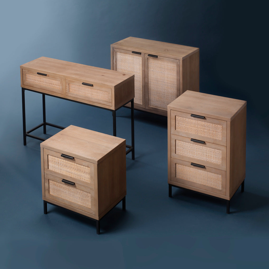Reed 3 Drawer Side Table