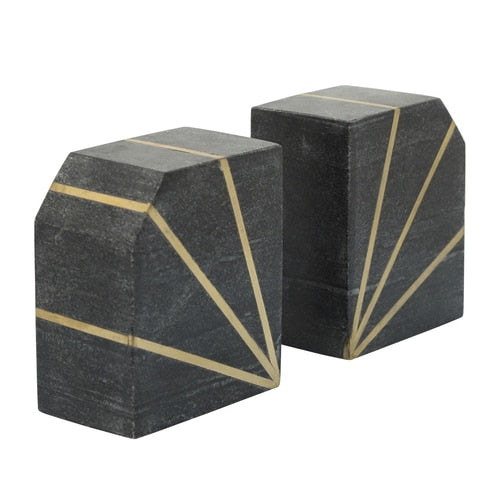 Black Marble Bookends Side View