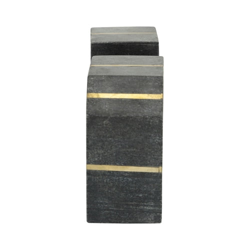 Side View of Black Marble Bookends