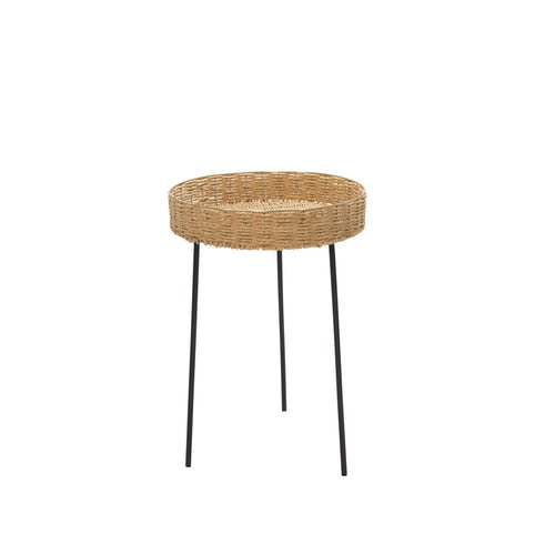 Round Rattan Side Table