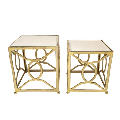 METAL GOLD SIDE TABLE SIDE VIEW SET