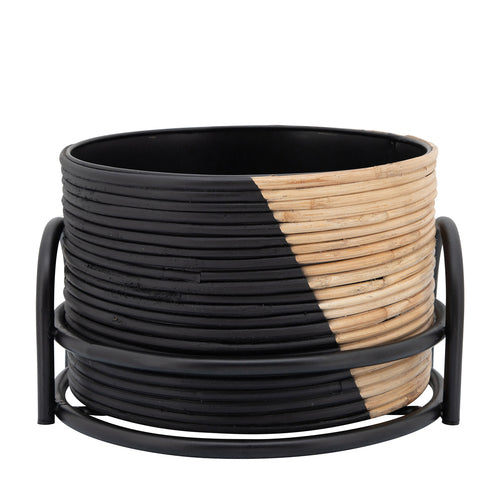 Black Brown Wicker Planter