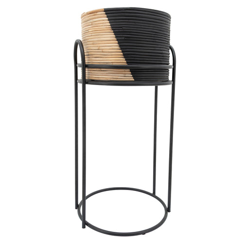 Black brown wicker planter with stand