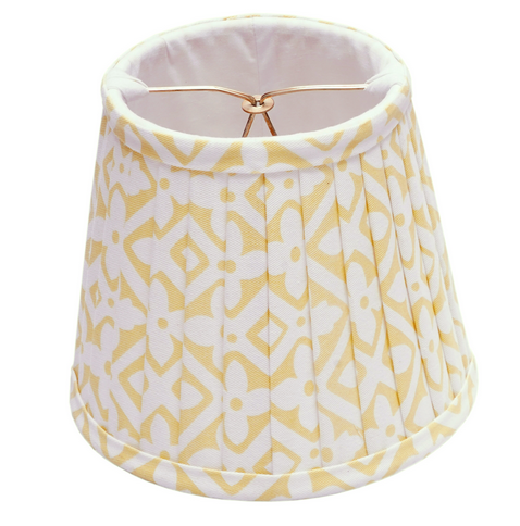 White Floral & Soft Yellow Medium Pleated Sconce Shade