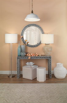 White HIde Ottoman, Small