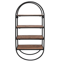 Oval Wood And Metal Wall Shelf 