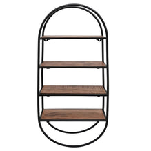 Oval Wooden and Metal Shelf Wall Decor