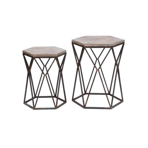 Winslow Rustic Metal and Wood Set of Tables